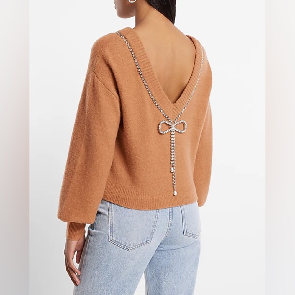 EXPRESS EMBELLISHED BOW DETAIL SWEATER